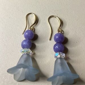 NEW Elegant Gold and Purple Floral Earrings